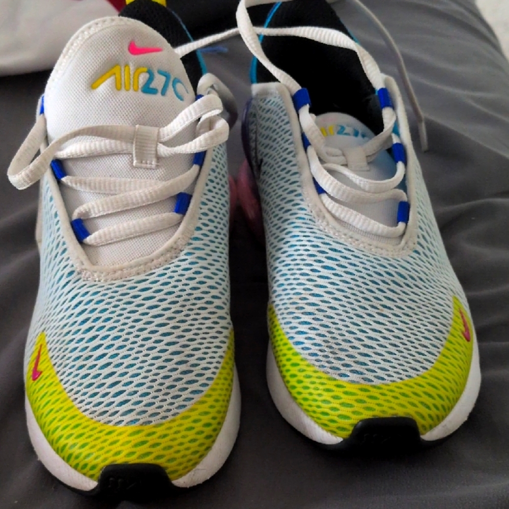 Nike Kids Air Zoom Shoes - White, Blue, and Yellow